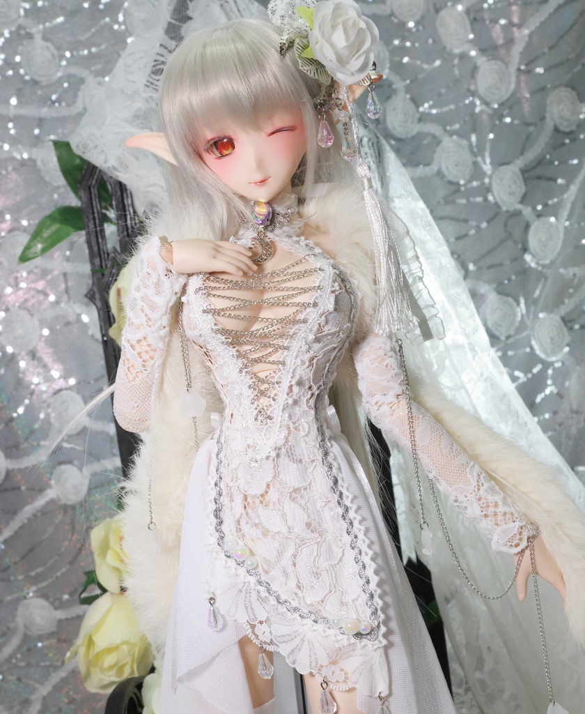 チャイナドレス《幻曇花。銀》★★ONE OFF★★(送料無料)