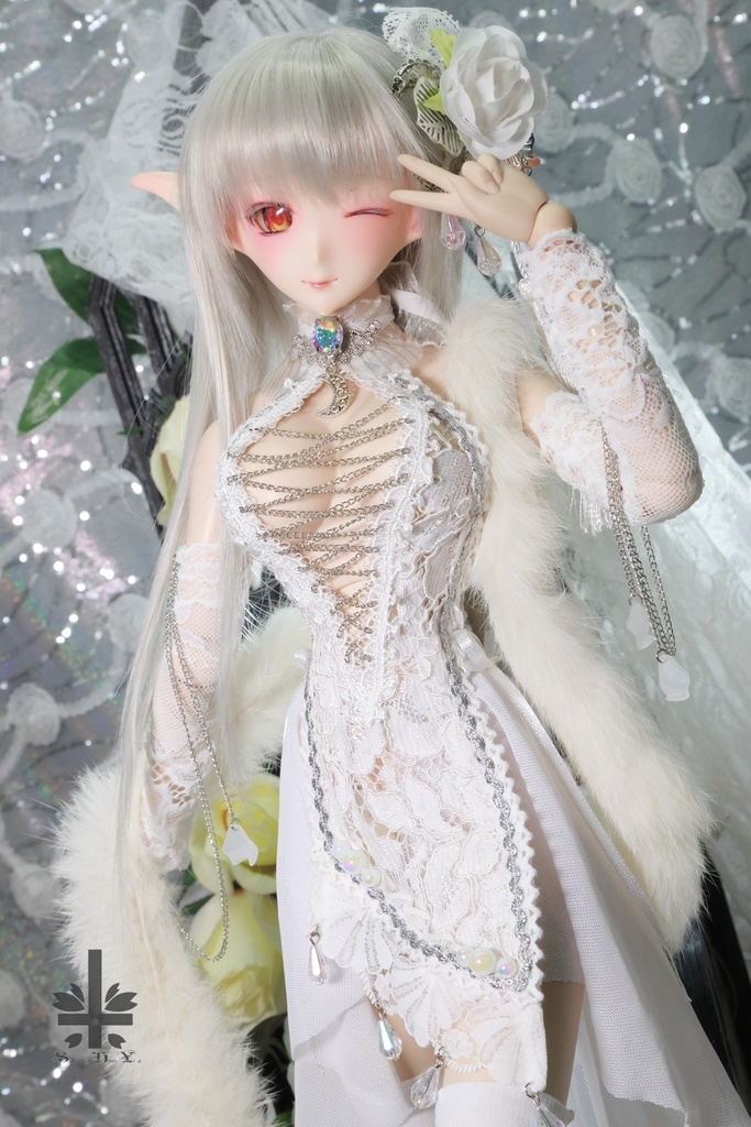 チャイナドレス《幻曇花。銀》★★ONE OFF★★(送料無料)