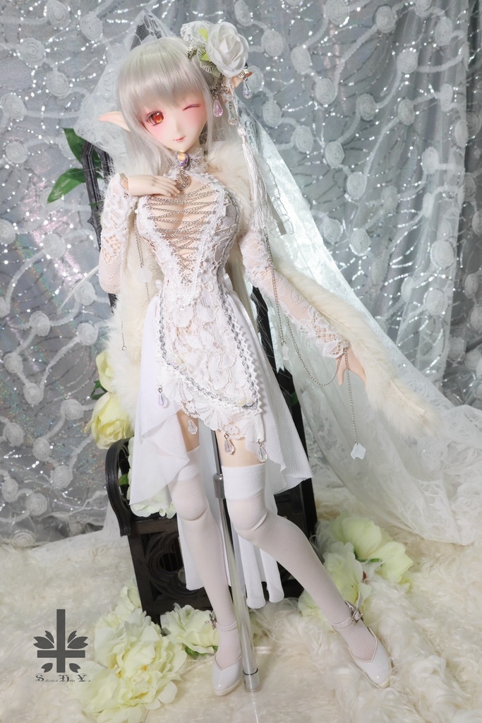 チャイナドレス《幻曇花。銀》★★ONE OFF★★(送料無料)