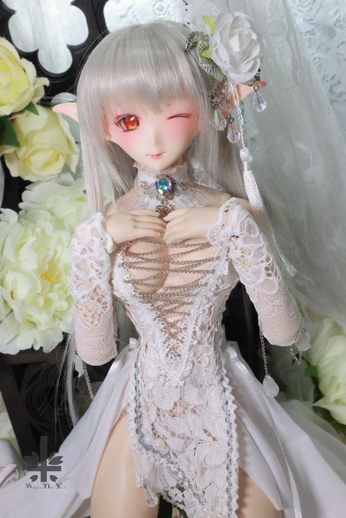 チャイナドレス《幻曇花。銀》★★ONE OFF★★(送料無料)