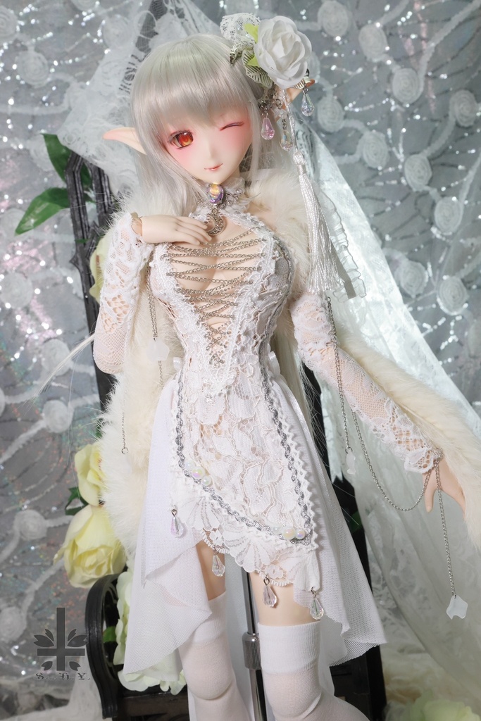 チャイナドレス《幻曇花。銀》★★ONE OFF★★(送料無料)