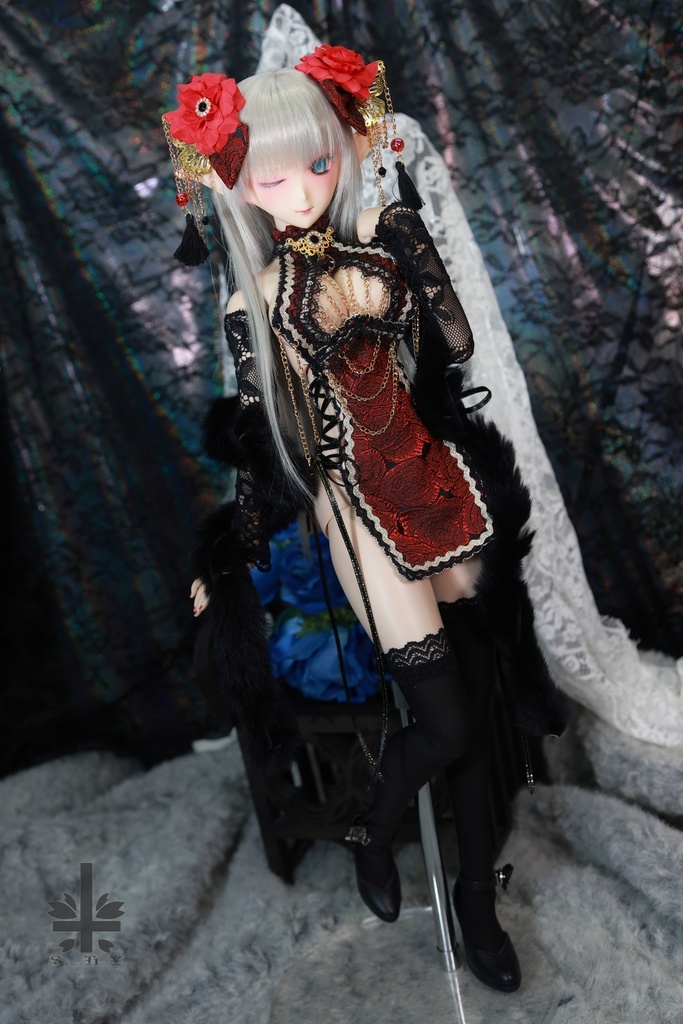 チャイナドレス《紅薔薇》(絹織物)★★ONE OFF★★(送料無料)