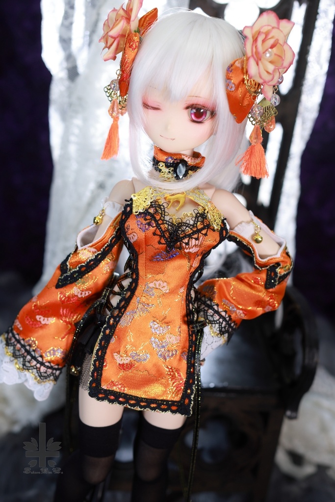 ☆【ハロウィンセール】☆[MDD]チャイナドレス《南瓜灯》(絹織物)★★ONE OFF★★(送料無料)