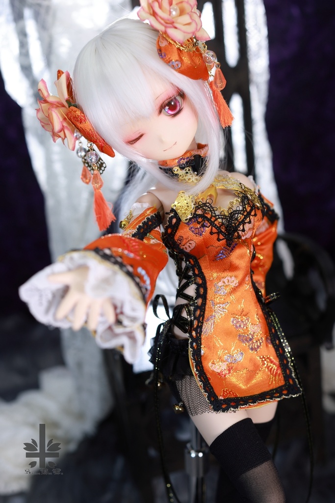 ☆【ハロウィンセール】☆[MDD]チャイナドレス《南瓜灯》(絹織物)★★ONE OFF★★(送料無料)