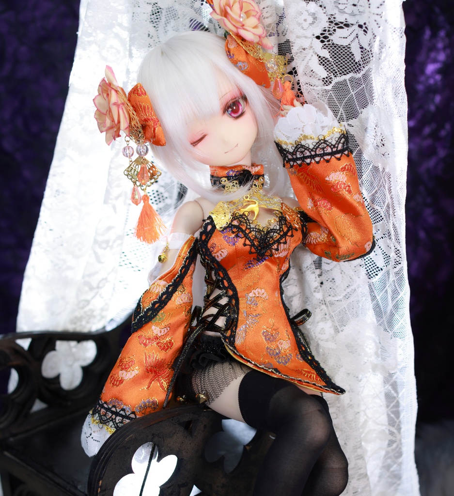 ☆【ハロウィンセール】☆[MDD]チャイナドレス《南瓜灯》(絹織物)★★ONE OFF★★(送料無料)
