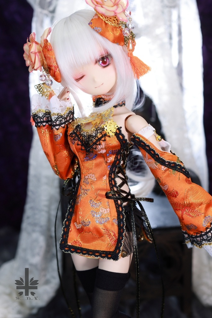 ☆【ハロウィンセール】☆[MDD]チャイナドレス《南瓜灯》(絹織物)★★ONE OFF★★(送料無料)
