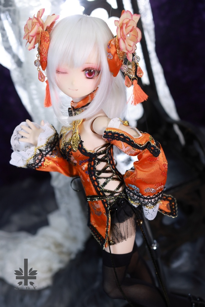 ☆【ハロウィンセール】☆[MDD]チャイナドレス《南瓜灯》(絹織物)★★ONE OFF★★(送料無料)