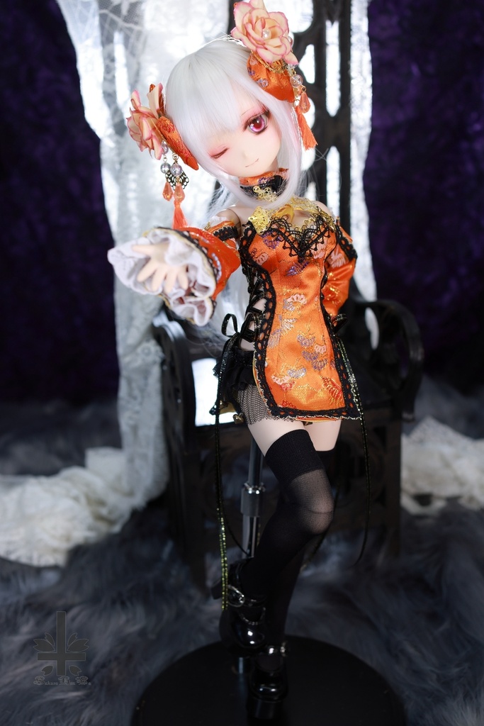 ☆【ハロウィンセール】☆[MDD]チャイナドレス《南瓜灯》(絹織物)★★ONE OFF★★(送料無料)