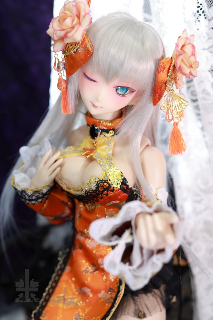 ☆【ハロウィンセール】☆チャイナドレス《南瓜灯》(絹織物)★★ONE OFF★★(送料無料)