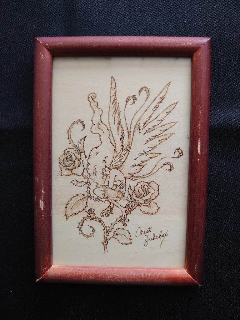焦がし絵 ウッドバーニング アート絵画 薔薇と妖精 霞楽箱 からばこ Booth
