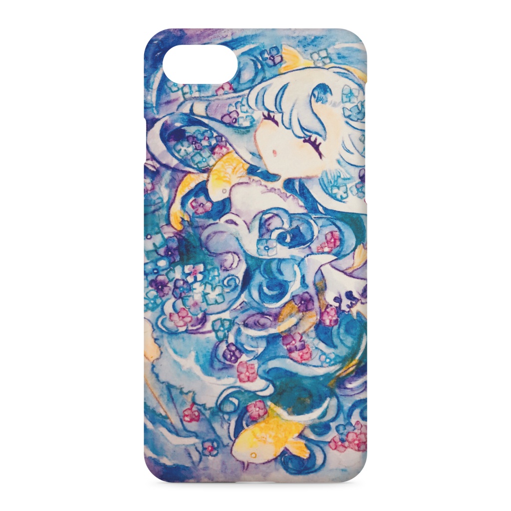 金の鯉と紫陽花の池