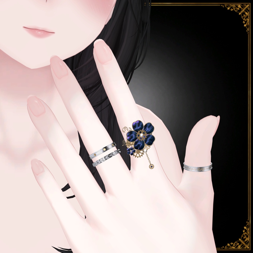 【Ivy&Gears】VRChat向けアクセサリ 指輪4点セット アニメーション付き