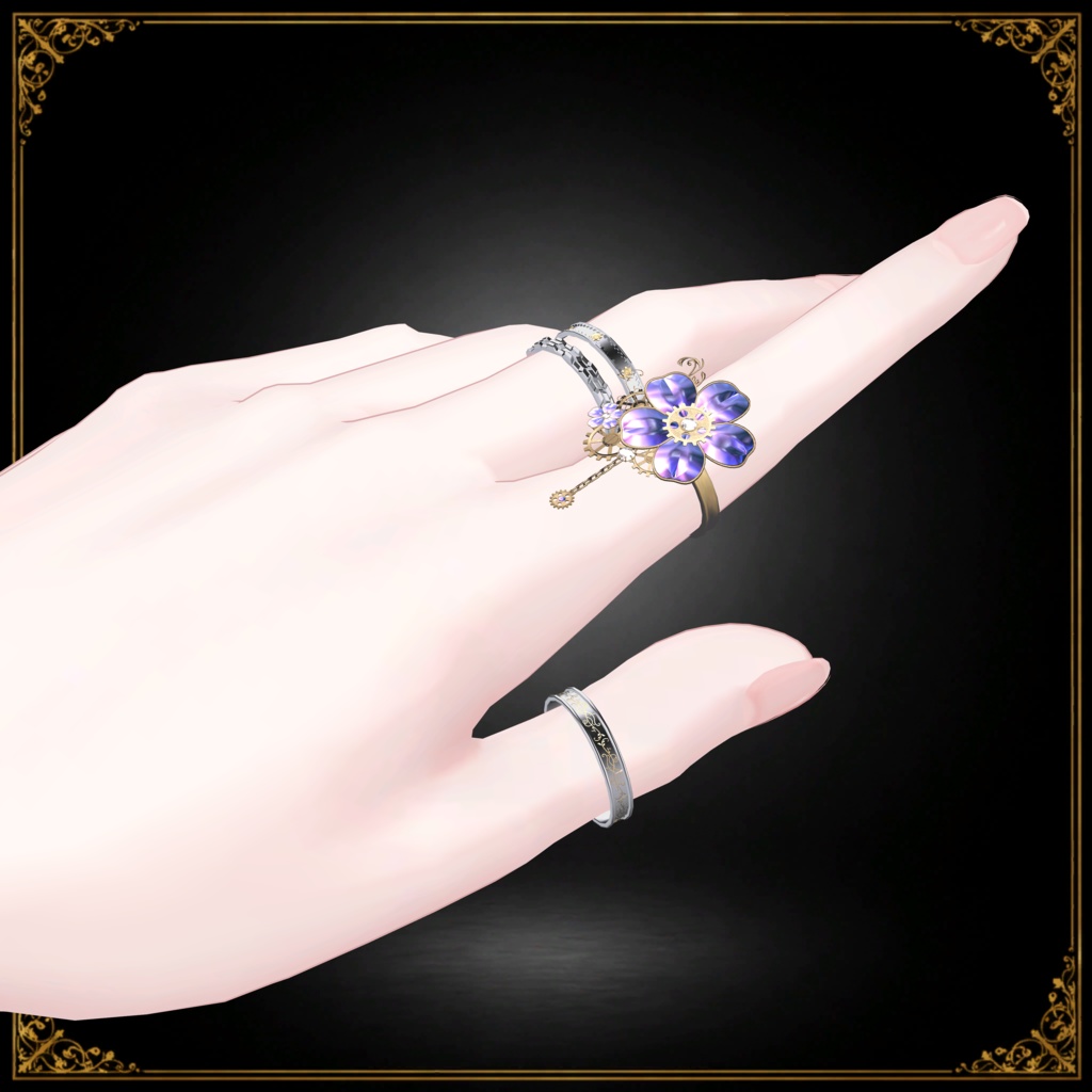【Ivy&Gears】VRChat向けアクセサリ 指輪4点セット アニメーション付き