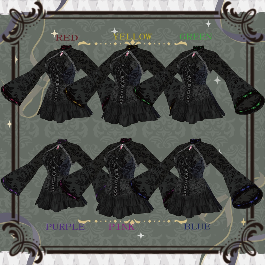 黒ゴシックドレスワンピBlack Gothic Dress【Vroid】