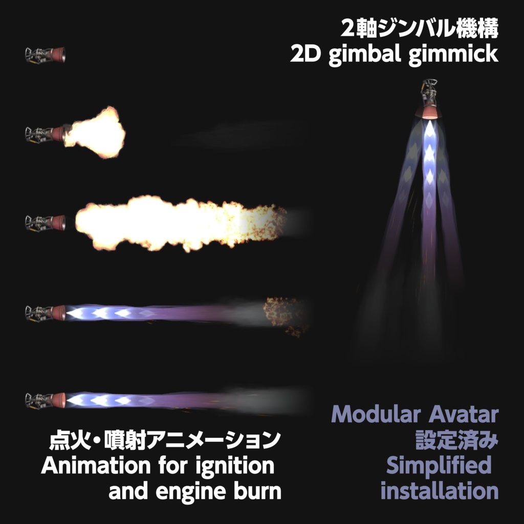 【VRC想定】ロケットエンジン RPL-1 / Modular Avatar設定済み