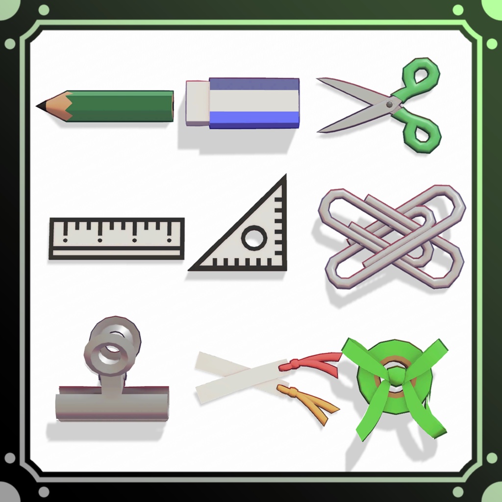 文房具髪飾りセット (Stationery Hair Ornaments)