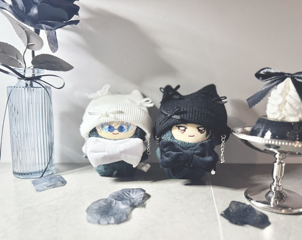 モノクロリボンニット帽&マフラー