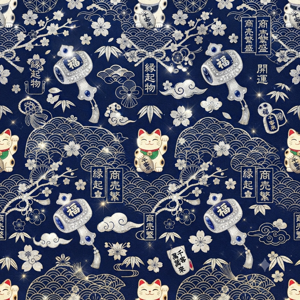 【背景・コラージュ素材】和柄・招き猫のシームレスパターン集