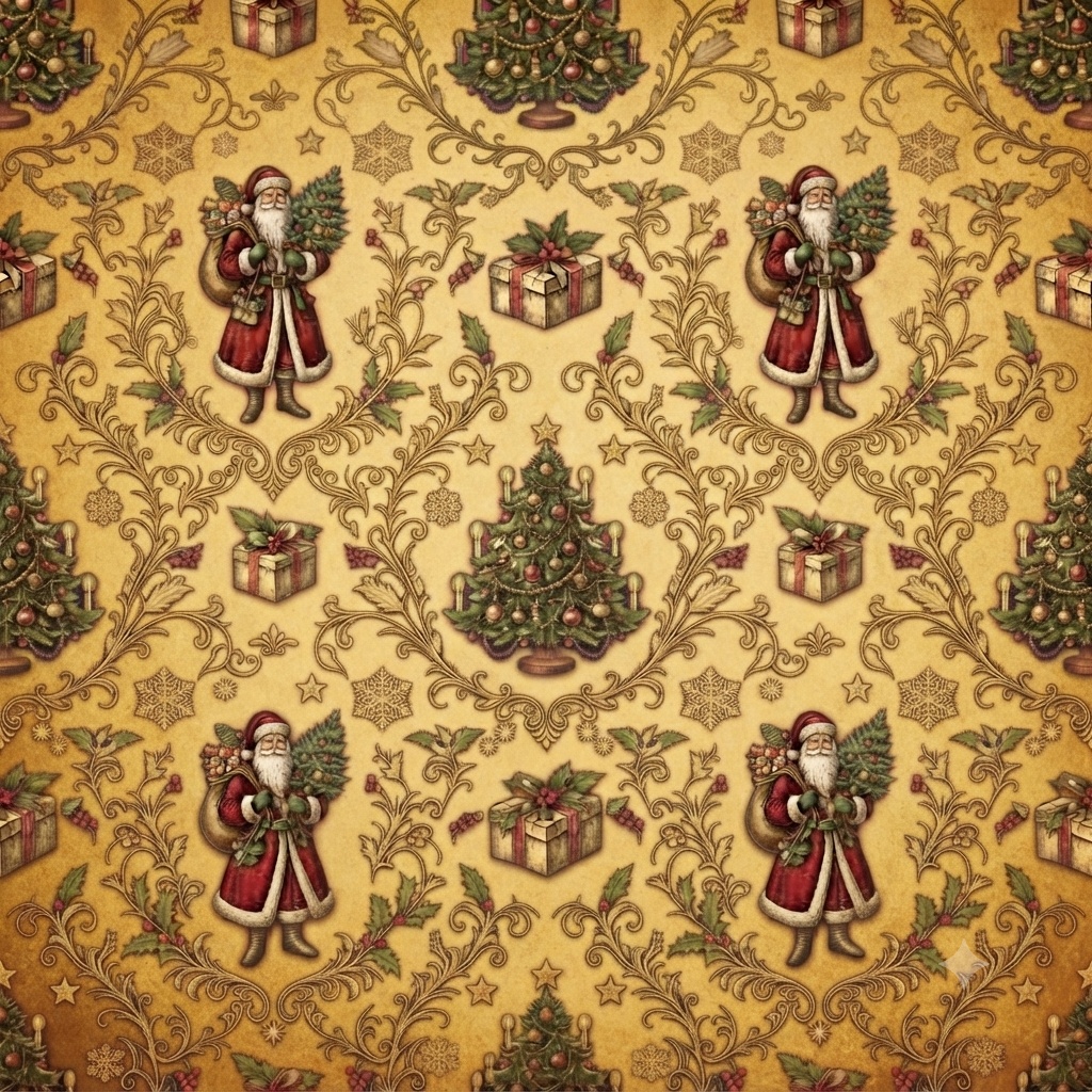【デジタルペーパー】クラシック・クリスマス柄(全7色セット)背景素材・コラージュ素材
