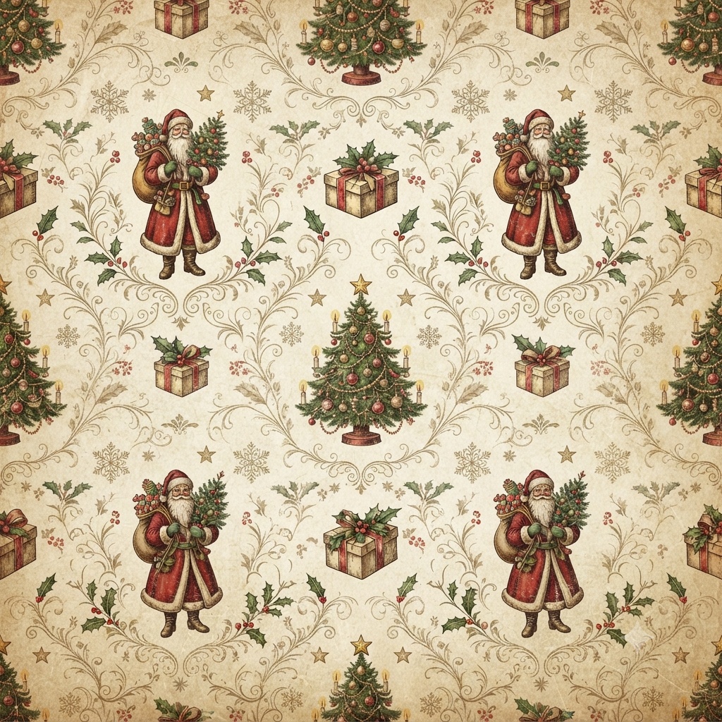 【デジタルペーパー】クラシック・クリスマス柄（全7色セット）背景素材・コラージュ素材