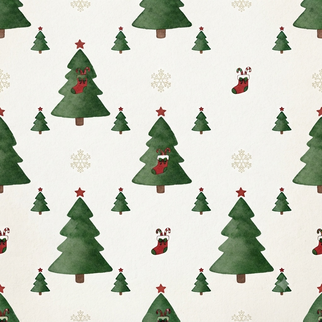 【デジタルペーパー素材】クリスマスツリー柄 / シームレス背景素材・6色セット