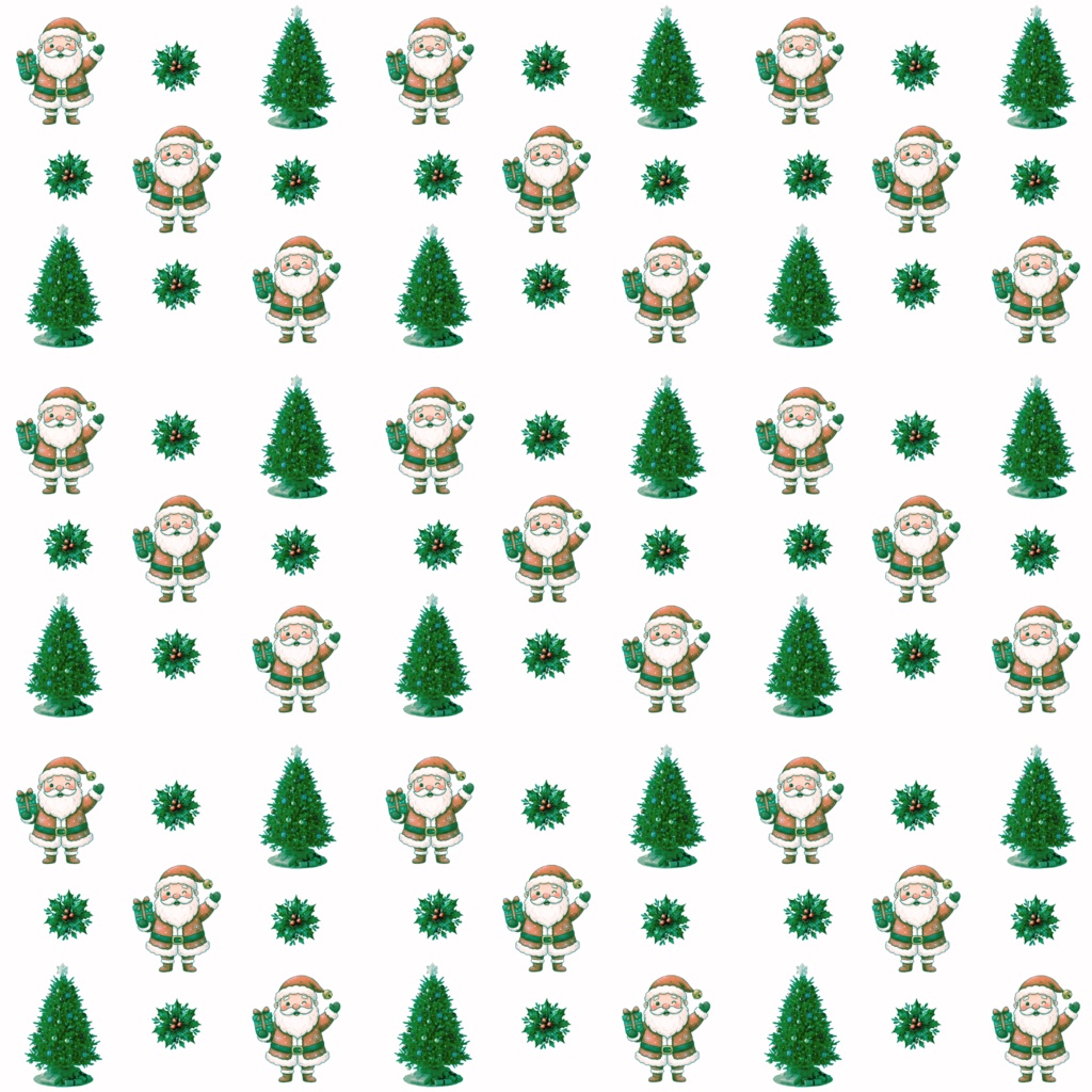 【デジタル素材・背景】クリスマス柄シームレスパターン / サンタクロース・ツリー(全5色セット)