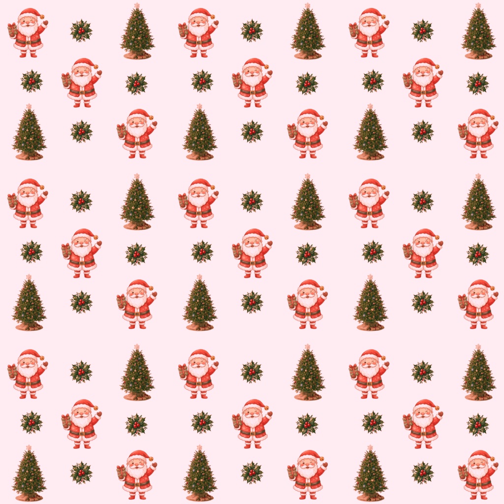 【デジタル素材・背景】クリスマス柄シームレスパターン / サンタクロース・ツリー(全5色セット)