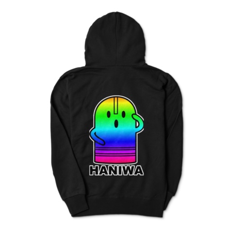 【パーカー】かわいいはにわのぱーかー【黒/げーみんぐ/バックプリント】