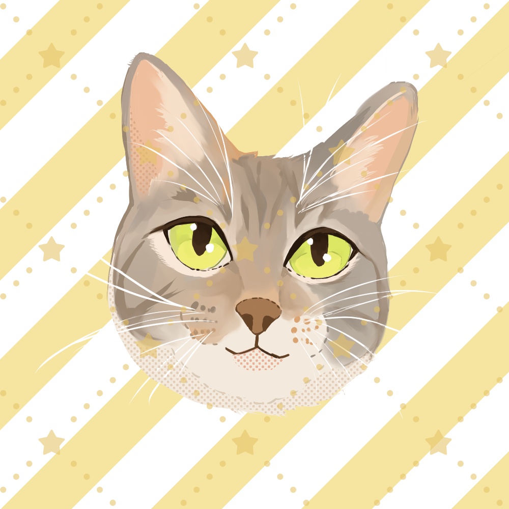 SNS用、猫のアイコン(キジ三毛)
