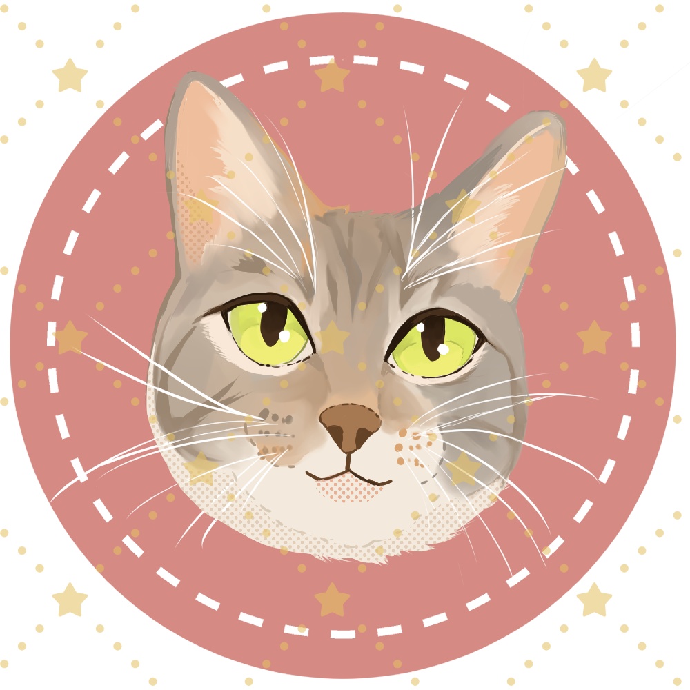SNS用、猫のアイコン(キジ三毛)