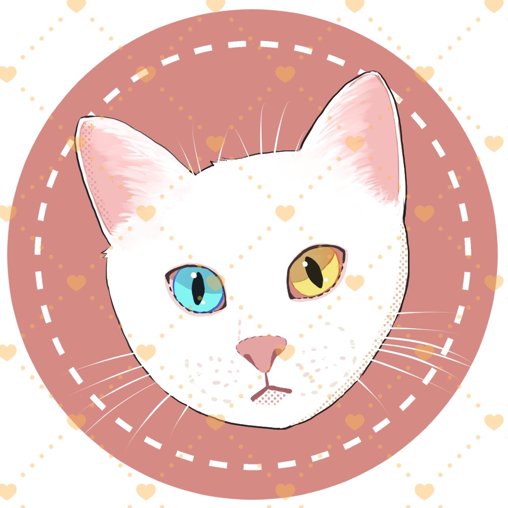 猫のアイコン(白猫、オッドアイ)