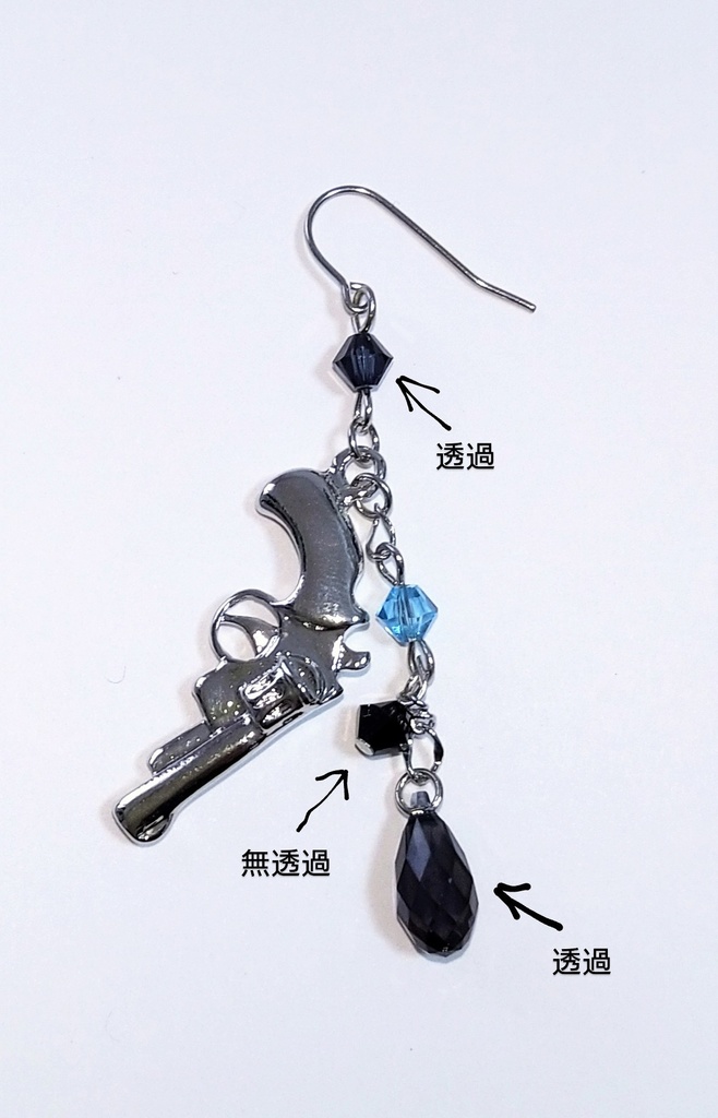 片耳拳銃ピアス M19風 カラー2(2nd次元)