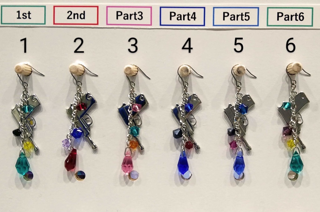 片耳拳銃ピアス ワルサーP38風 カラー1(1stルパン)