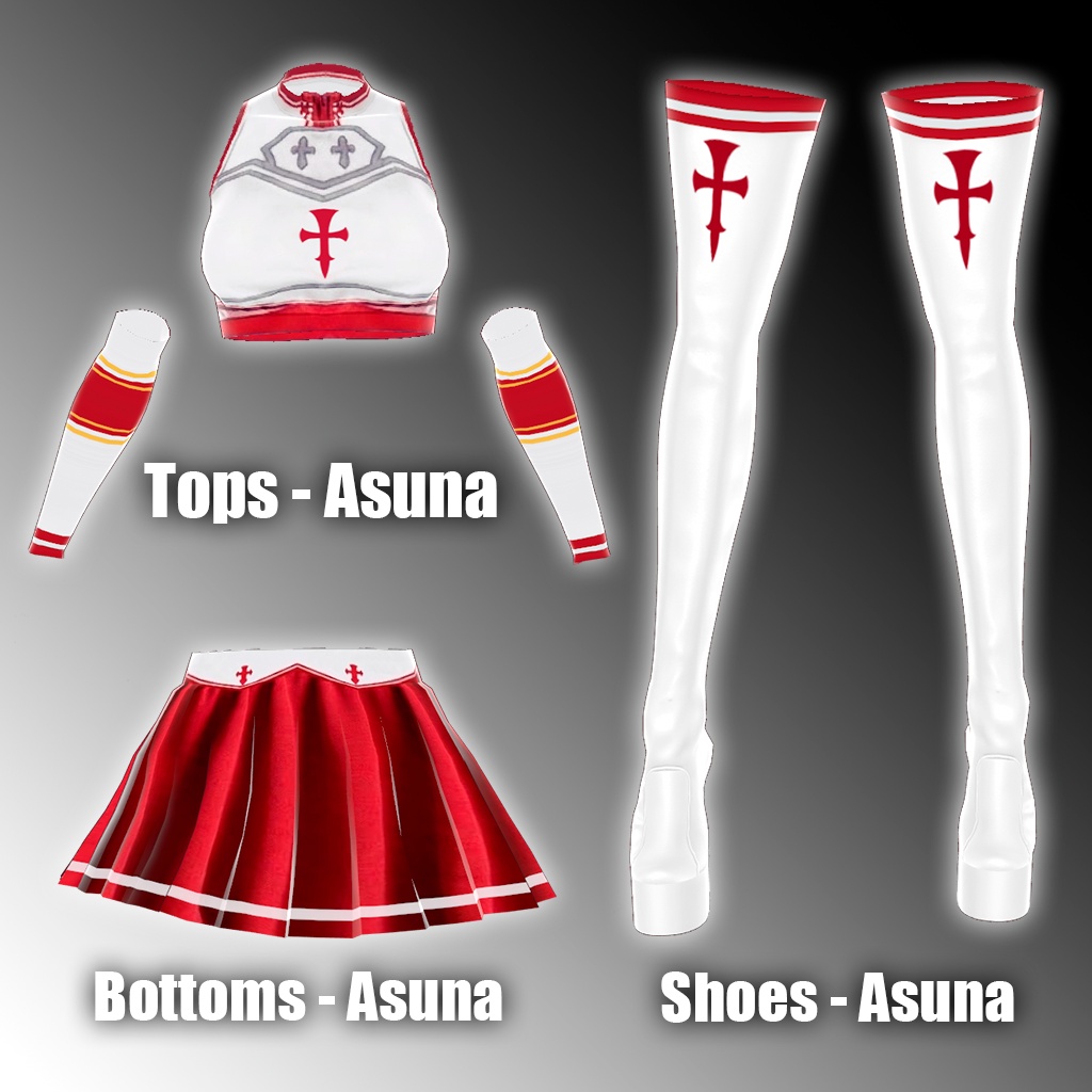Vroid Oufit 04 - Cosplay 01 - Asuna // Tops // Bottoms // Shoes