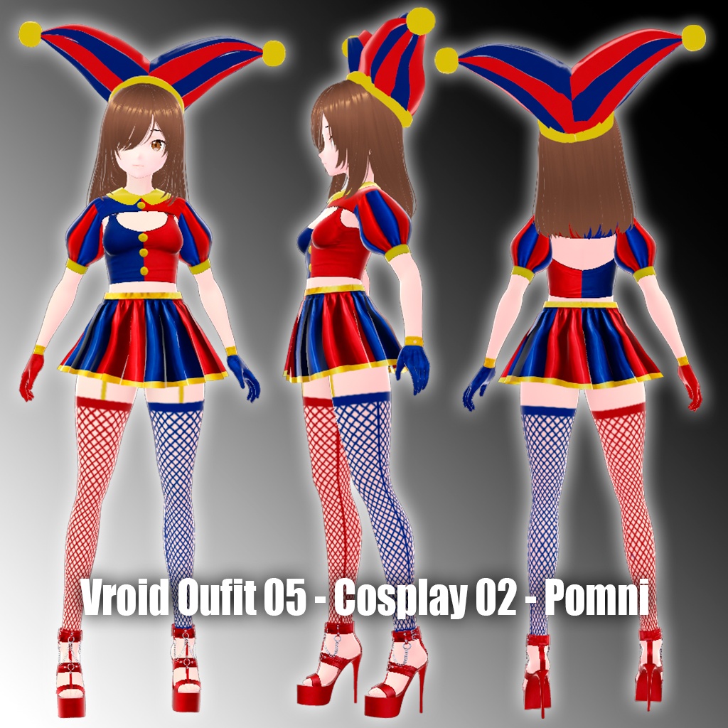 Vroid Oufit 05 - Cosplay 02 - Pomni  // Tops // Bottoms // Shoes // Socks // Extra - Halloween 