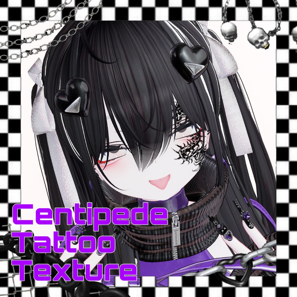 ︴VRC想定︴ムカデタトゥーテクスチャ4種セットꕁCentipede Tattoo Texture ︴