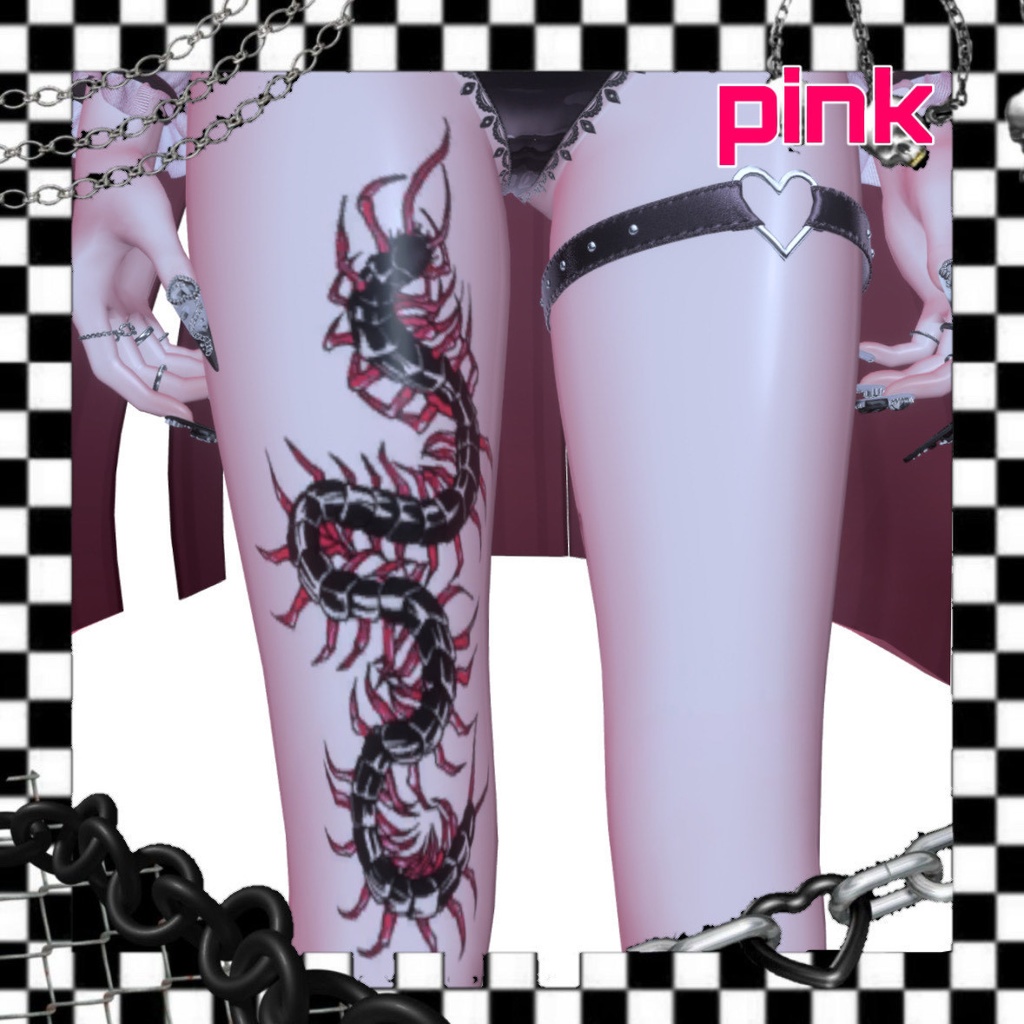 ︴VRC想定︴ムカデタトゥーテクスチャ4種セットꕁCentipede Tattoo Texture ︴