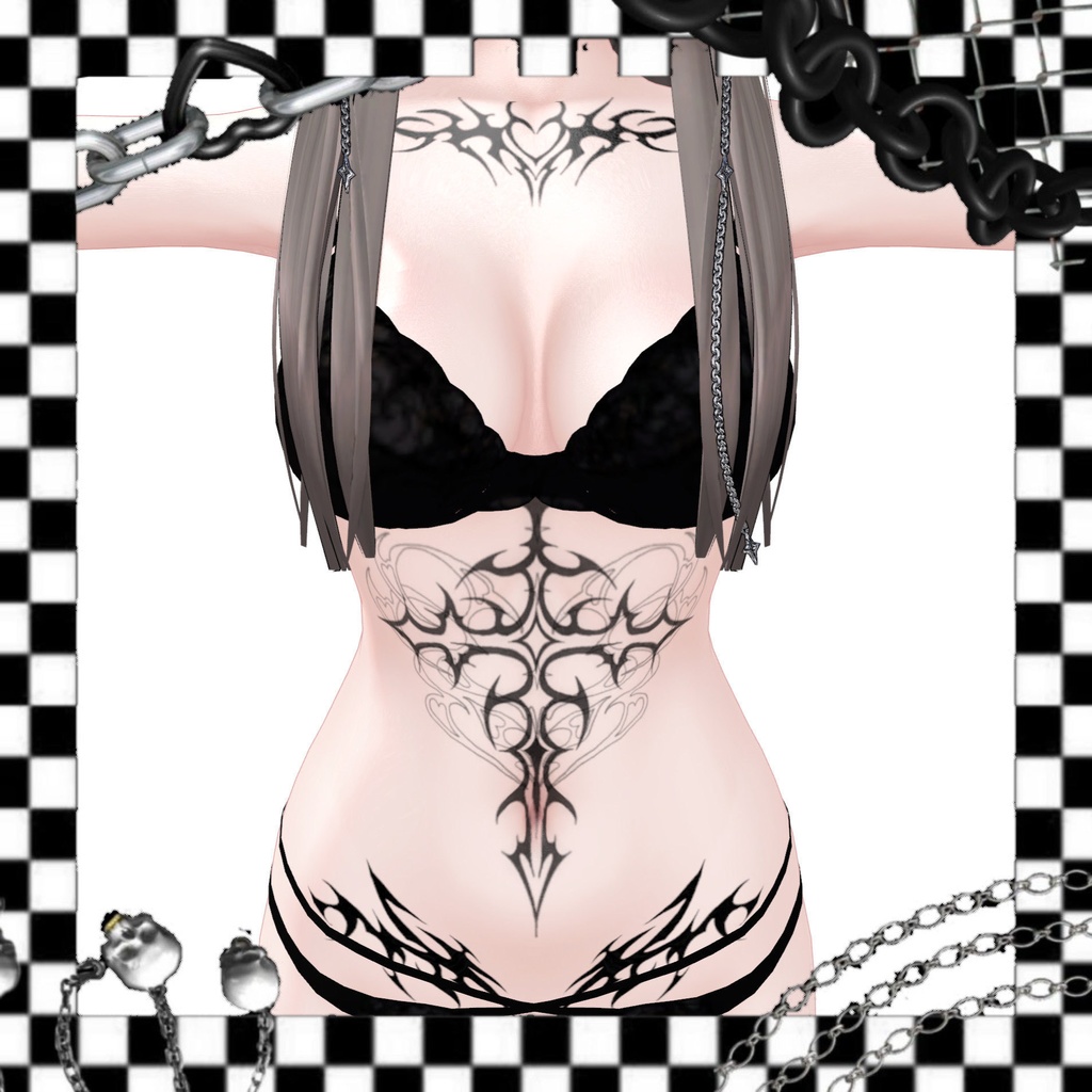 ︴VRC想定︴Girls Clash Tattoo Textureꕁ 森羅対応 ︴