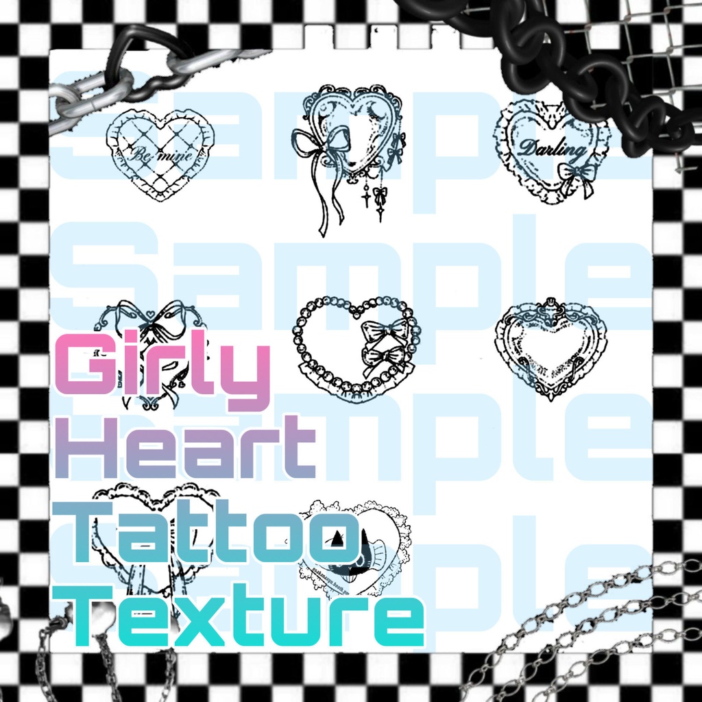 ︴VRC想定︴Girly Heart Tattoo Textureꕁ ポイントタトゥー ︴