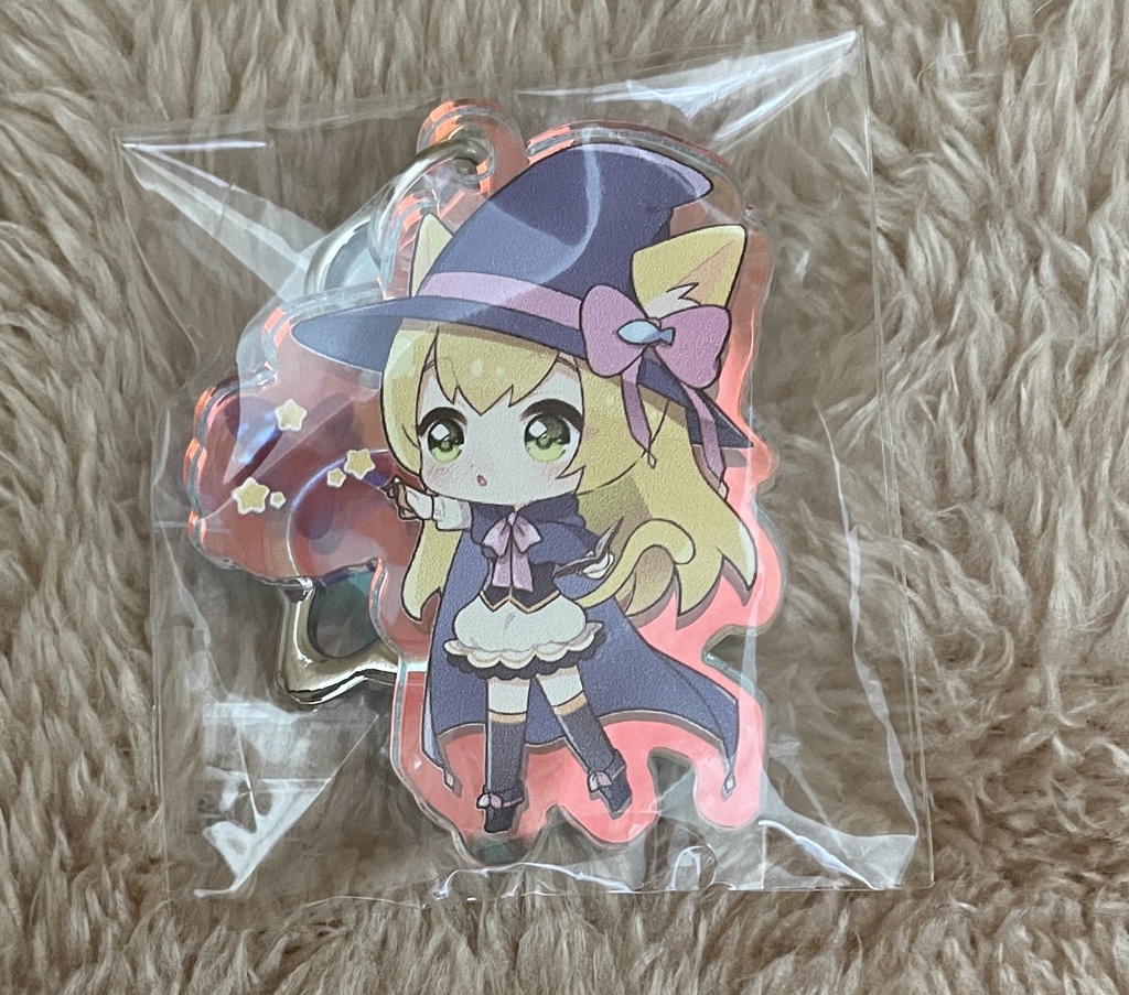 三毛猫わらび🐈🥦オーロラアクリルキーホルダー・かわちい猫ナスカン