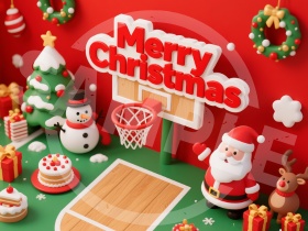 バスケットコートでクリスマス