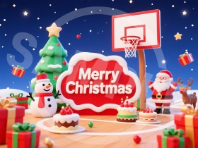 バスケットコートでクリスマス