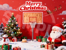 バスケットコートでクリスマス