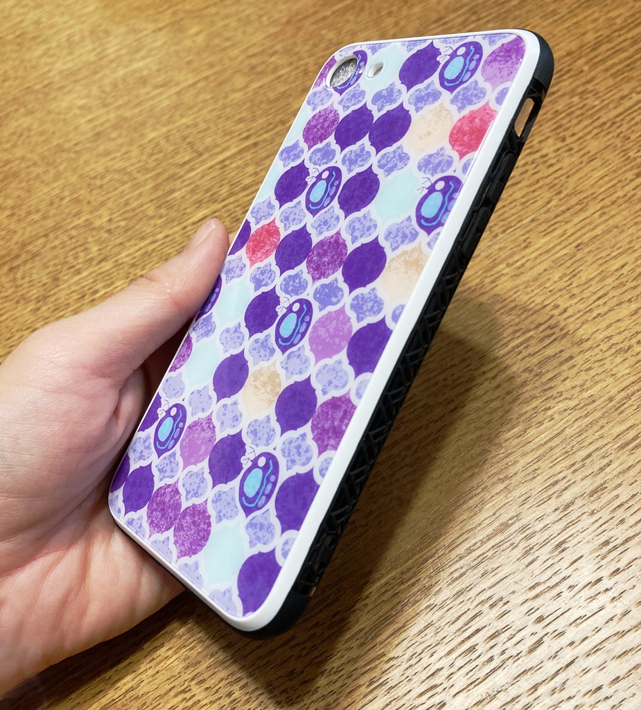 【iPhone専用強化ガラスタイプ】ミジンコ×モロッカン柄 スマホケース