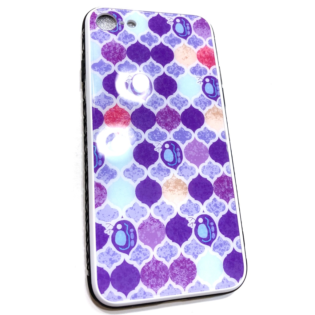 【iPhone専用強化ガラスタイプ】ミジンコ×モロッカン柄 スマホケース