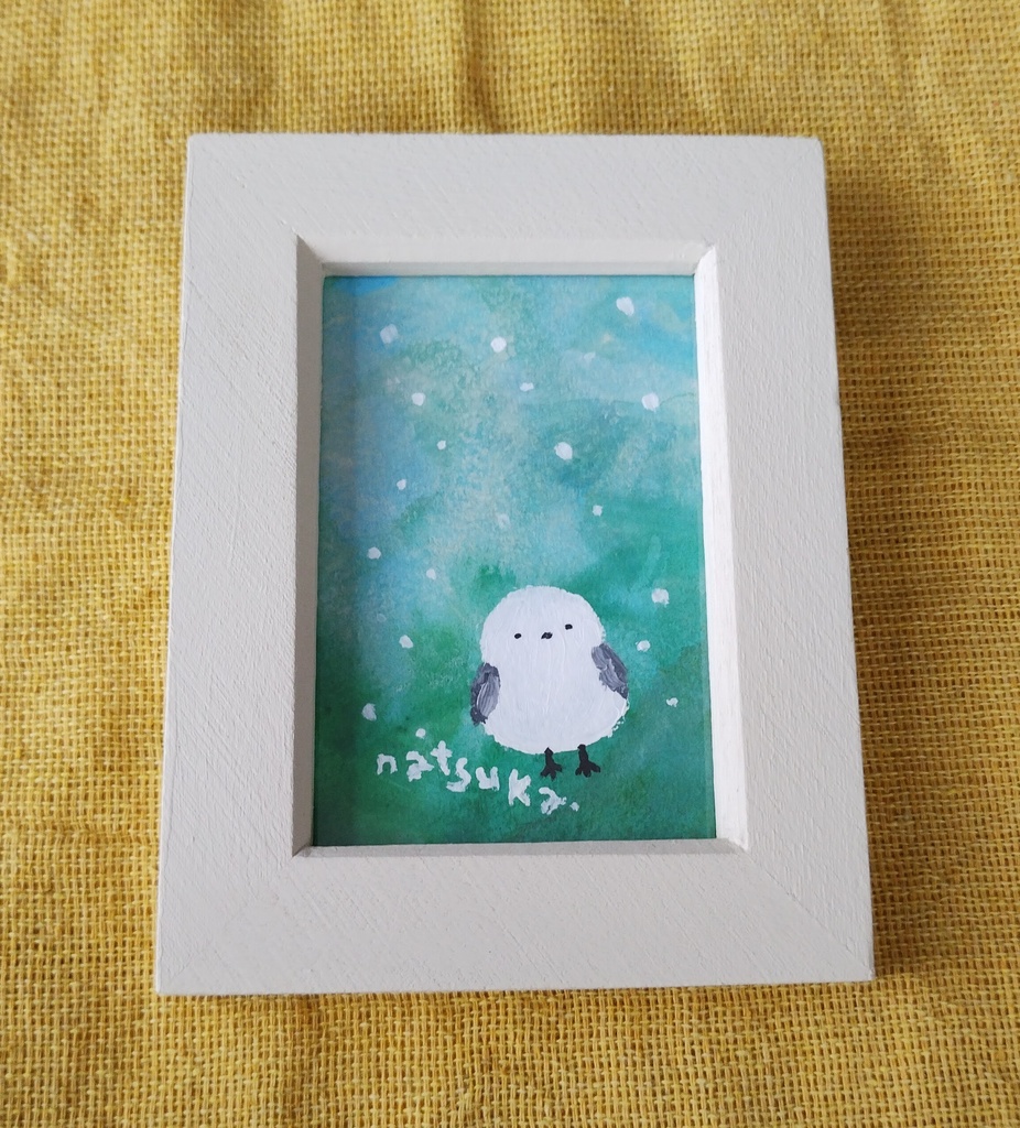 ミニ原画「雪とシマエナガ」