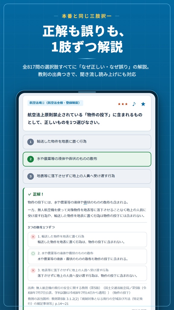 ドローンウカール Web版 解放コード|無人航空機操縦士 二等・一等 学科試験対策 全機能解放(iPhone・PC対応)