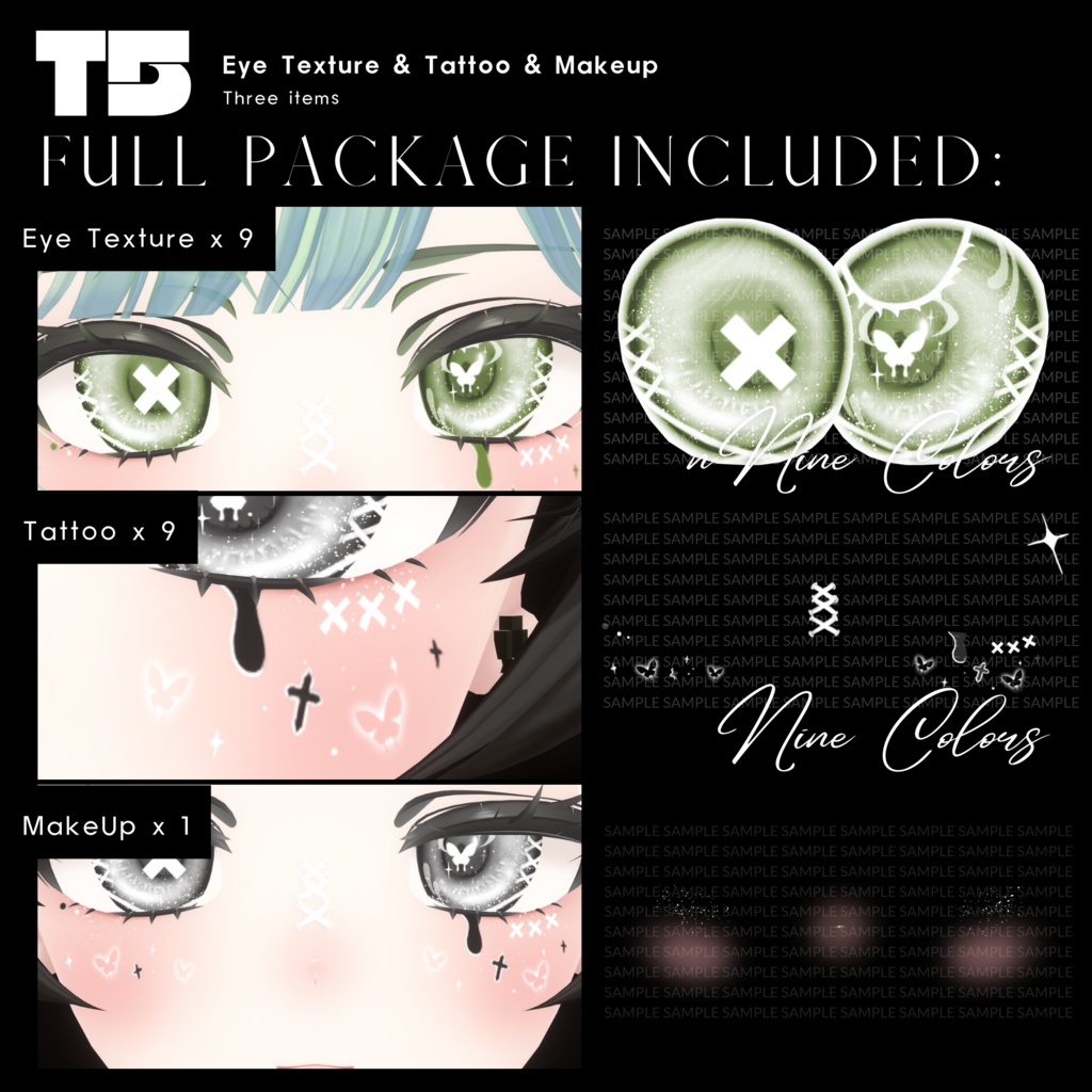 【マヌカ Manuka】Butterfly Eye Texture + Makeup + Tattoo