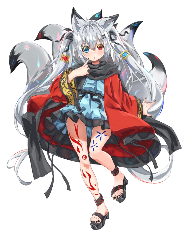 立ち絵素材「妖狐の娘」表情差分女の子8種