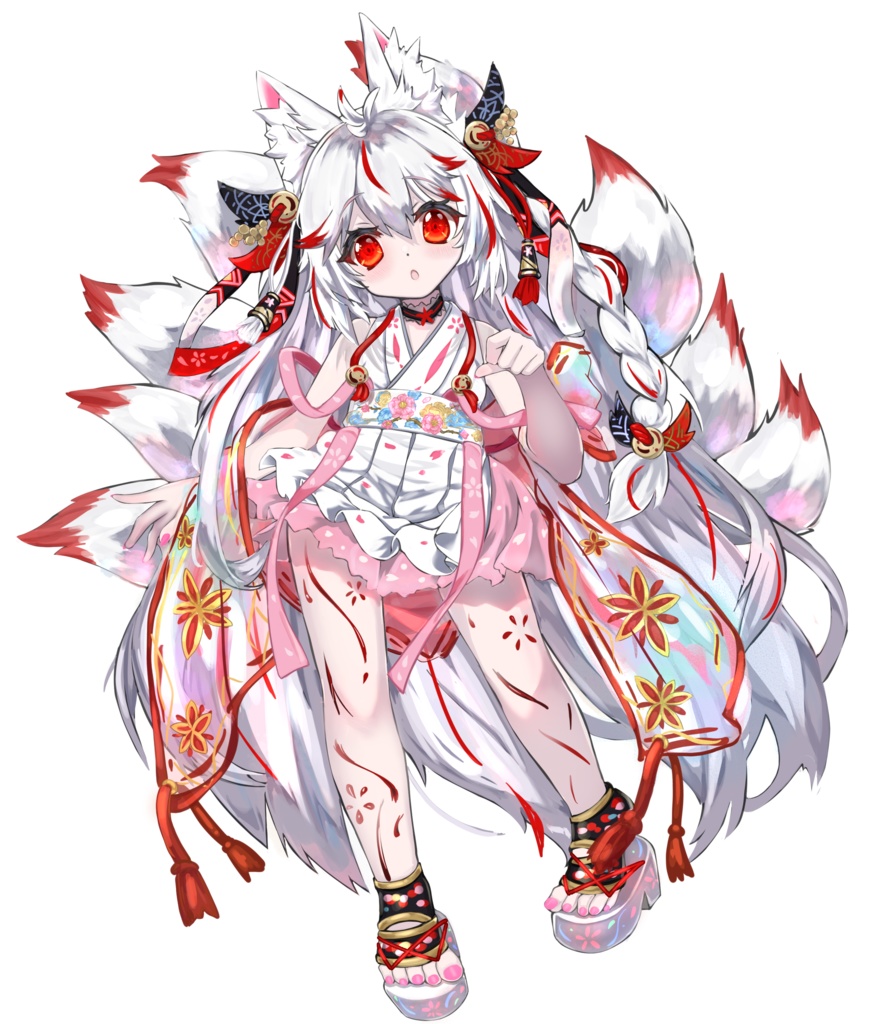 立ち絵素材「妖狐の白狐」女の子表情差分10種